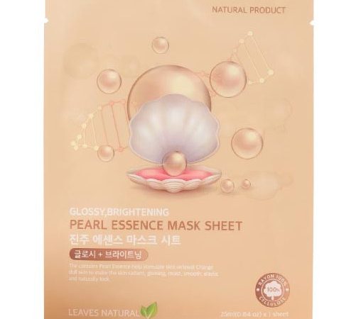 Тканевая маска для лица с жемчугом Leaves Natural 10 шт