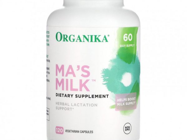 Organika, MA's Milk, травяная поддержка лактации, 120 растительных капсул
