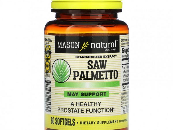Mason Natural, Saw Palmetto, стандартизированный экстракт, 60 мягких таблеток