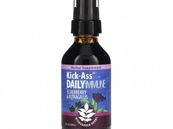WishGarden Herbs, Kick-Ass Daily Immune, бузина и астрагал, 59 мл (2 жидк. Унции)