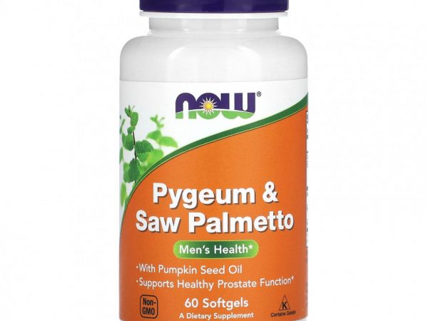 NOW Foods, Pygeum & Saw Palmetto, для мужского здоровья, 60 мягких таблеток
