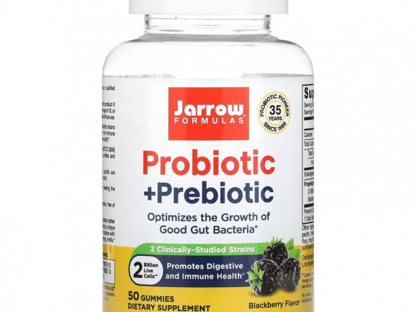 Jarrow Formulas, Пробиотик и пребиотик, ежевика, 2 млрд, 50 жевательных таблеток