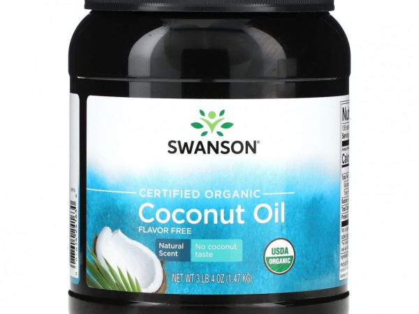 Swanson, Сертифицированное органическое кокосовое масло, без вкусовых добавок, 1,47 кг (3 фунта 4 унции)