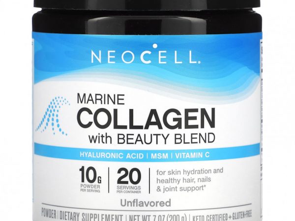 NeoCell, Морской коллаген в порошке с косметической смесью, без добавок, 200 г (7 унций)