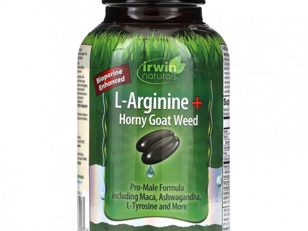 Irwin Naturals, L-аргинин + Horny Goat Weed, 75 желатиновых капсул