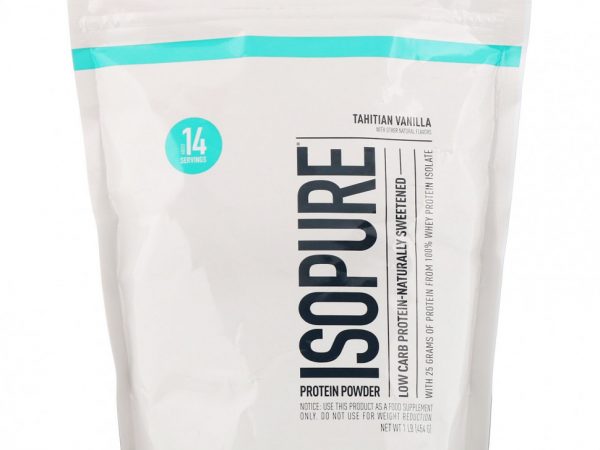 Isopure, Протеиновый порошок с низким содержанием углеводов, таитянская ваниль, 454 г (1 фунт)