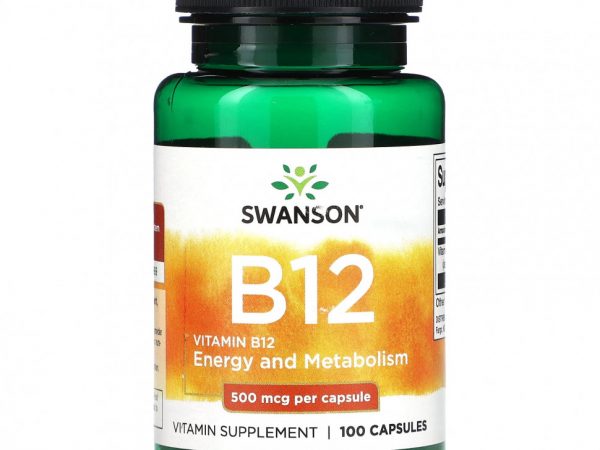 Swanson, Витамин B12, 500 мг, 100 капсул