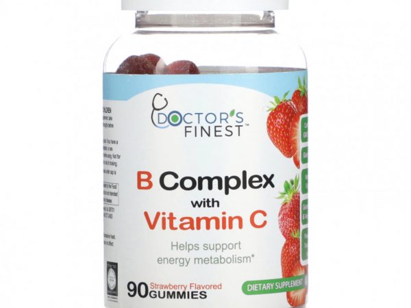 Doctor's Finest, B Complex с витамином C, клубника, 90 жевательных таблеток