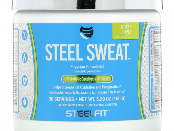 SteelFit, Steel Sweat, зеленое яблоко, 150 г (5,29 унции)