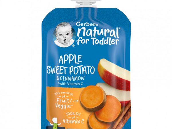 Gerber, Натуральный продукт для малышей от 12 месяцев, яблоко, батат и корица, 99 г (3,5 унции)