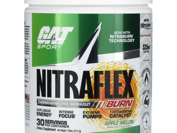 GAT, Sport, NITRAFLEX Burn, яблочная дыня, 215,7 г (7,6 унции)