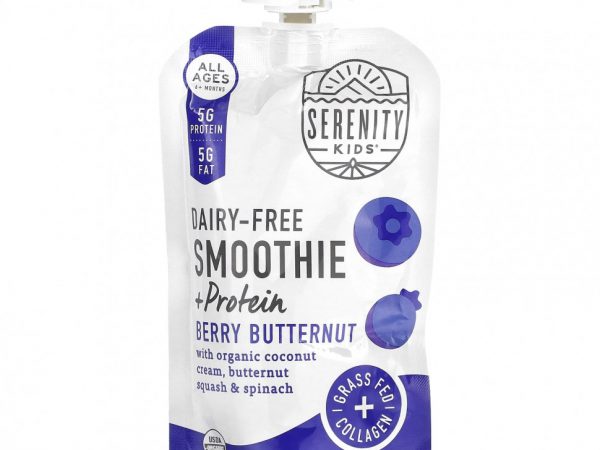 Serenity Kids, Смузи без молочных продуктов с белком, для детей от 6 месяцев, ягодный орех, 99 г (3,5 унции)