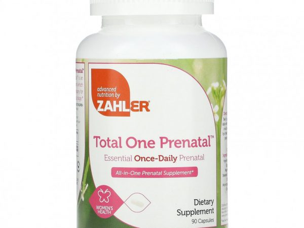 Zahler, Total One Prenatal, незаменимая пренатальная добавка для приема один раз в день, 90 капсул
