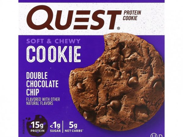 Quest Nutrition, Протеиновое печенье, двойная шоколадная крошка, 4 пакетика, 59 г (2,08 унции)