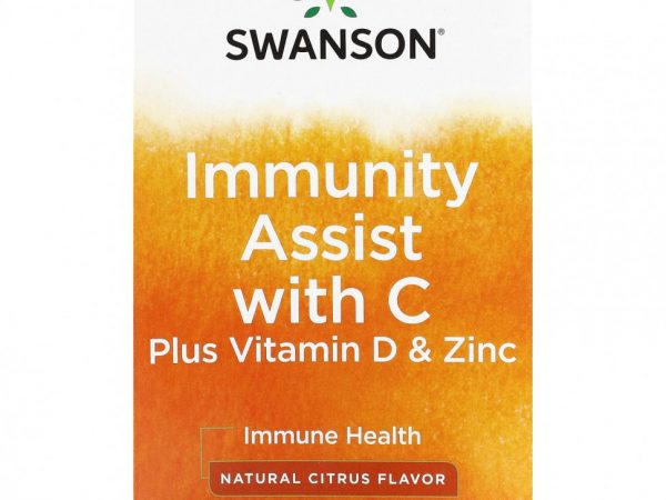 Swanson, Immunity Assist, витамин C, витамин D и цинк, натуральный цитрус, 30 пакетиков по 8 г (0,28 унции)