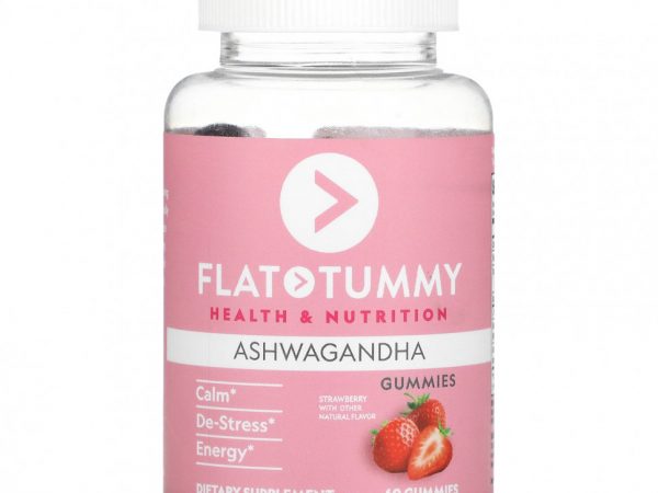Flat Tummy, Ашваганда, клубника, 60 жевательных таблеток