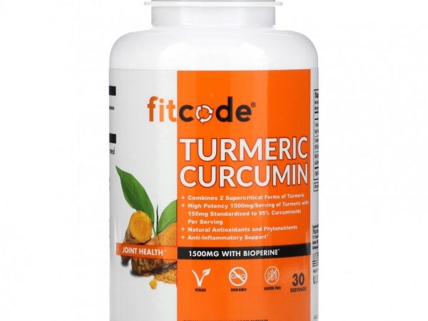 FITCODE, Куркумин, куркумин, 500 мг, 90 растительных капсул