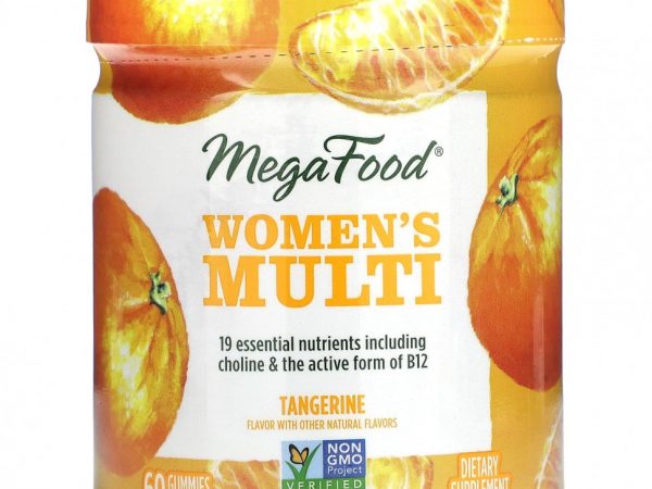MegaFood, Мультивитамины для женщин, мандарин, 60 жевательных мармеладок