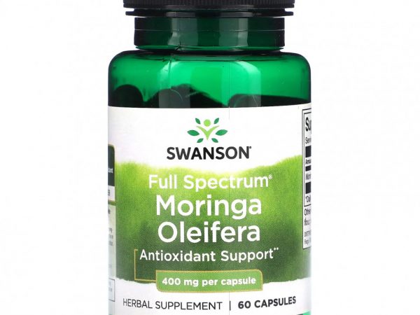 Swanson, Моринга масличная (Moringa Oleifera) полного спектра, 400 мг, 60 капсул