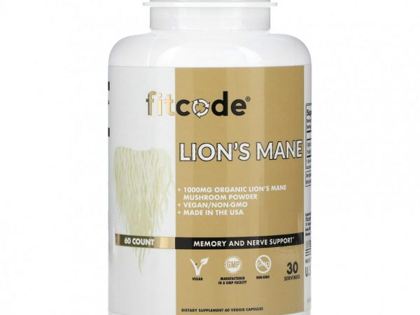 FITCODE, Львиная грива, 500 мг, 60 растительных капсул