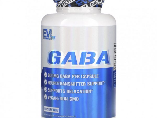 EVLution Nutrition, ГАМК, 600 мг, 60 растительных капсул