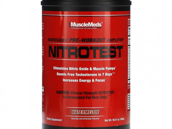 MuscleMeds, Nitrotest, андрогенный предтренировочный усилитель, арбуз, 468 г (16,51 унции)