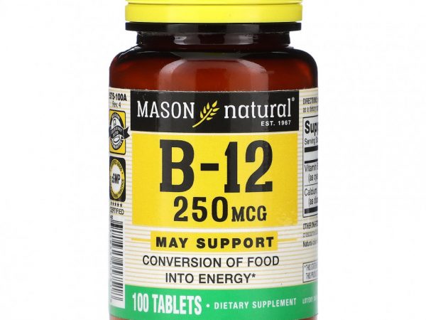 Mason Natural, Витамин B-12, 250 мкг, 100 таблеток