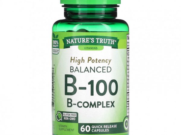 Nature's Truth, Balanced B-100, высокая эффективность, 60 капсул с быстрым высвобождением