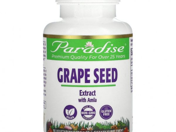 Paradise Herbs, ActiVin экстракт виноградных косточек с амлой, 90 вегетарианских капсул