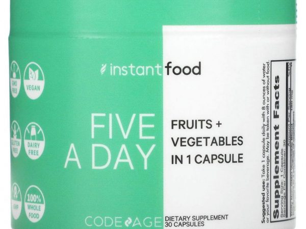 Codeage, Five A Day, фрукты и овощи в 1 капсуле, 30 капсул