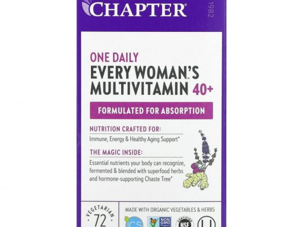 New Chapter, 40+ Every Woman's One Daily, витаминный комплекс на основе цельных продуктов для женщин старше 40 лет, 72 вегетарианские таблетки