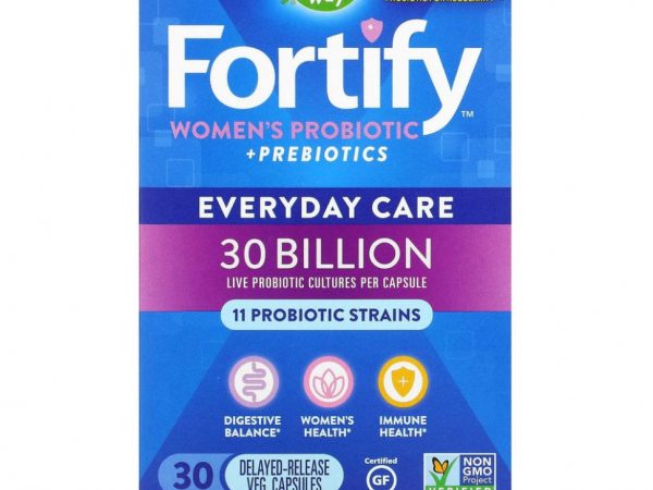 Nature's Way, Fortify, женский пробиотик + пребиотики, повседневный уход, 30 миллиардов, 30 овощей с отсроченным высвобождением. капсул с отсроченным высвобождением