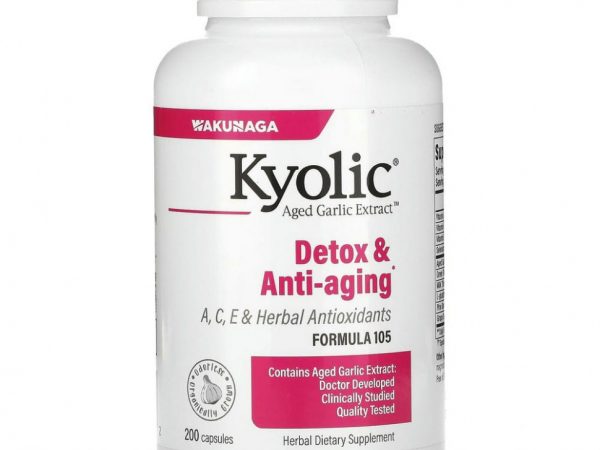 Kyolic, Aged Garlic Extract, формула 105 для детоксикации и омоложения, 200 капсул