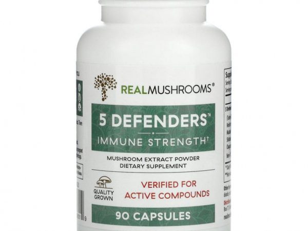 Real Mushrooms, 5 Defenders, для укрепления иммунитета, 90 капсул