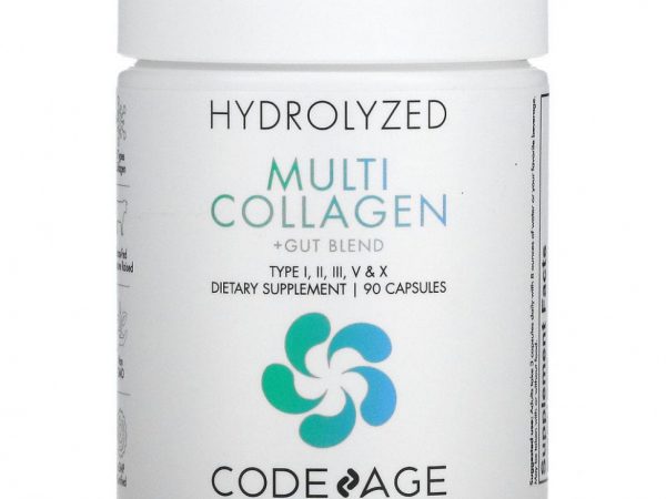 Codeage, Гидролизованный мультиколлаген + смесь для кишечника, 90 капсул