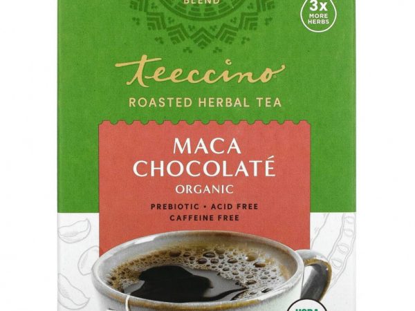Teeccino, Organic Roasted Herbal Tea, Maca Chocolate, Caffeine Free, 10 Tea Bags, 2.12 oz (60 g)