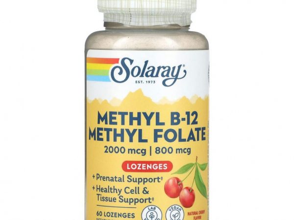 Solaray, Метилфолат метил B-12 , натуральный вишневый вкус, 60 леденцов