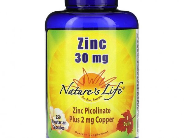 Nature's Life, Цинк, 30 мг, 250 растительных капсул