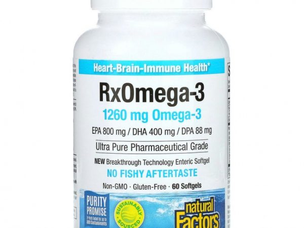 Natural Factors, RxOmega-3, 630 мг, 60 капсул Enteripure