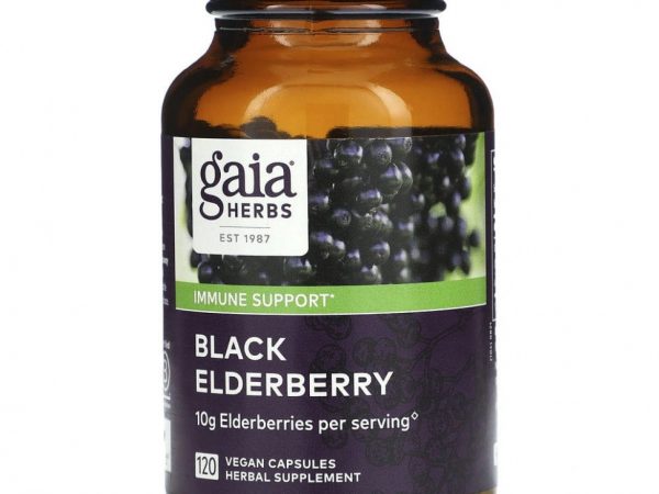 Gaia Herbs, черная бузина с плодами ацеролы, 120 веганских капсул