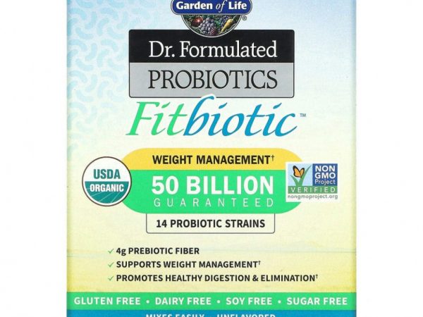 Garden of Life, Dr. Formulated Probiotics Fitbiotic, органический продукт, смесь пробиотиков, без добавок, 20 пакетиков по 4,2 г (0,15 унции)