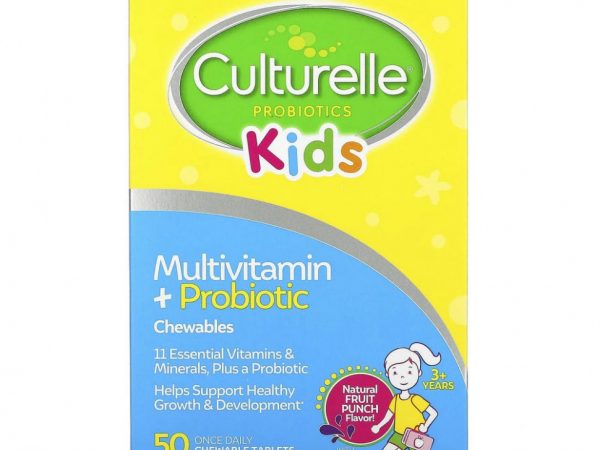 Culturelle, мультивитамины и пробиотики для детей от 3 лет, натуральный фруктовый пунш, 50 жевательных таблеток