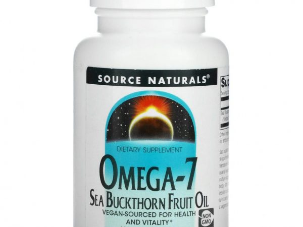 Source Naturals, Omega-7, Масло плодов облепихи, 60 вегетарианских мягких таблеток