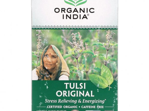 Organic India, Чай с туласи, оригинальный, без кофеина, 18 пакетиков, 32,4 г (1,14 унции)