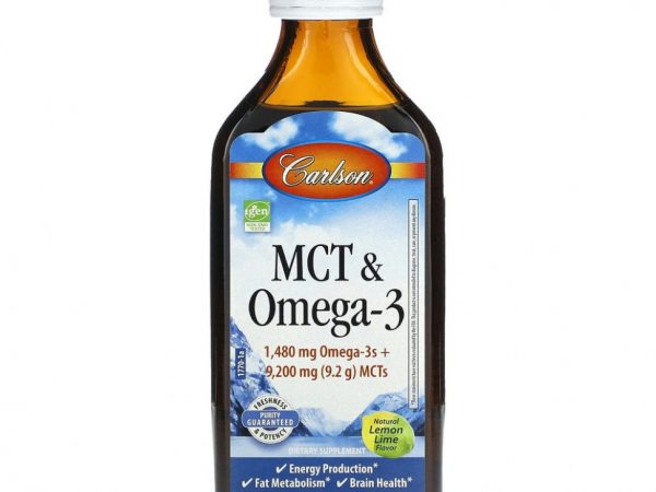 Carlson Labs, MCT и омега-3, натуральный вкус «лимон-лайм», 200 мл (6,7 жидких унций)
