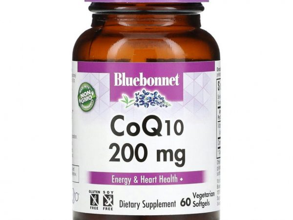 Bluebonnet Nutrition, CoQ10, 200 мг, 60 желатиновых капсул