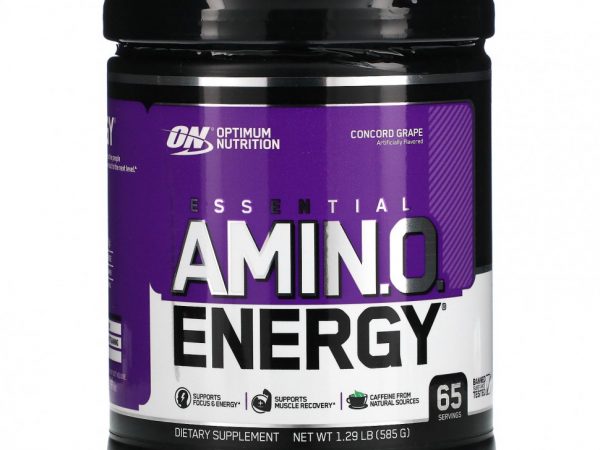 Optimum Nutrition, ESSENTIAL AMIN.O. ENERGY, виноград сорта «Конкорд», 585 г (1,29 фунта)