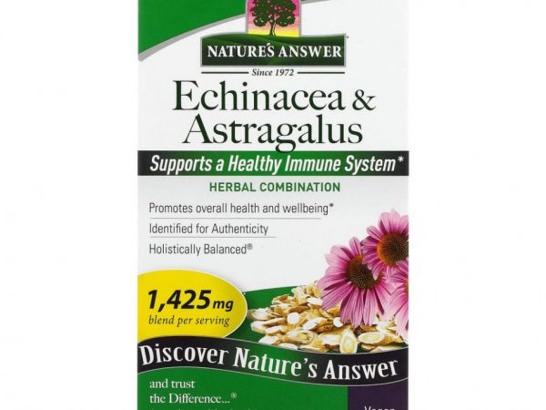 Nature's Answer, эхинацея и астрагал, 475 мг, 90 вегетарианских капсул