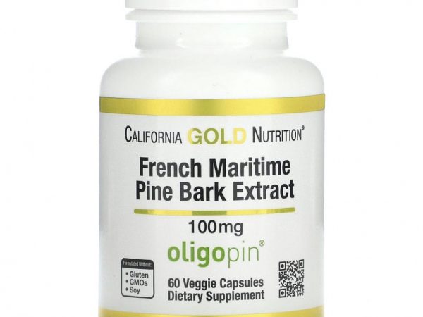 California Gold Nutrition, Oligopin, экстракт коры французской приморской сосны, 100 мг, 60 растительных капсул