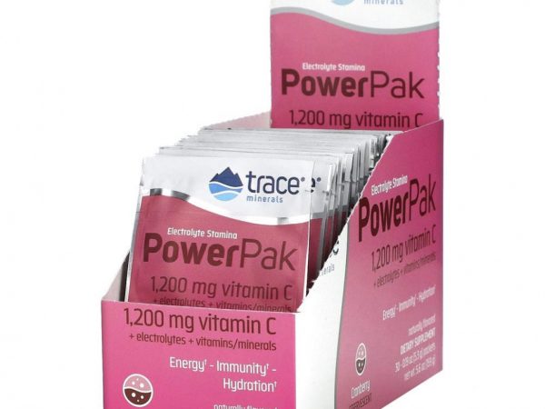Trace Minerals ®, электролит для повышения выносливости, PowerPak, со вкусом клюквы, 30 пакетиков по 5,3 г (0,19 унции)